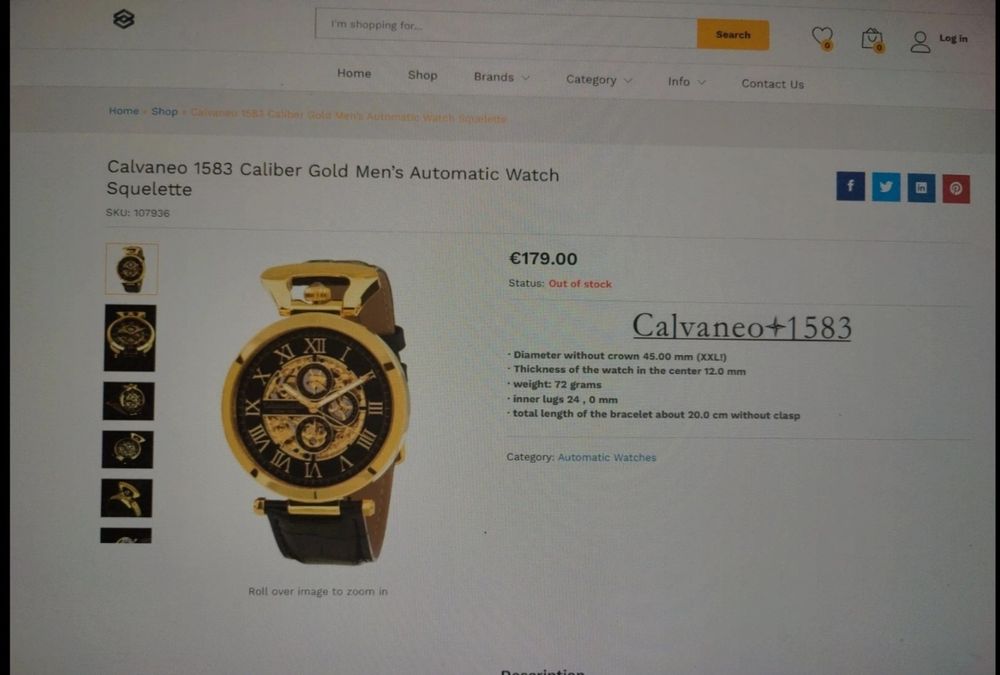 Calvaneo 1583 Caliber Gold Squelette