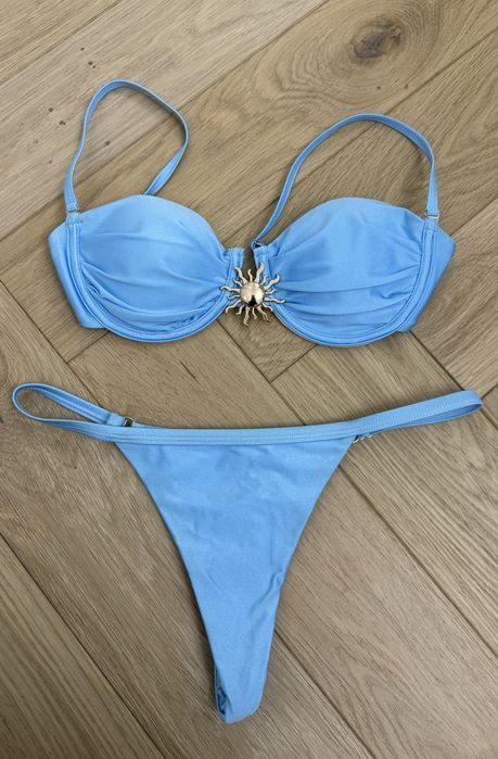 Bikini strój kąpielowy błękitny nowy M 38 komplet spodnica