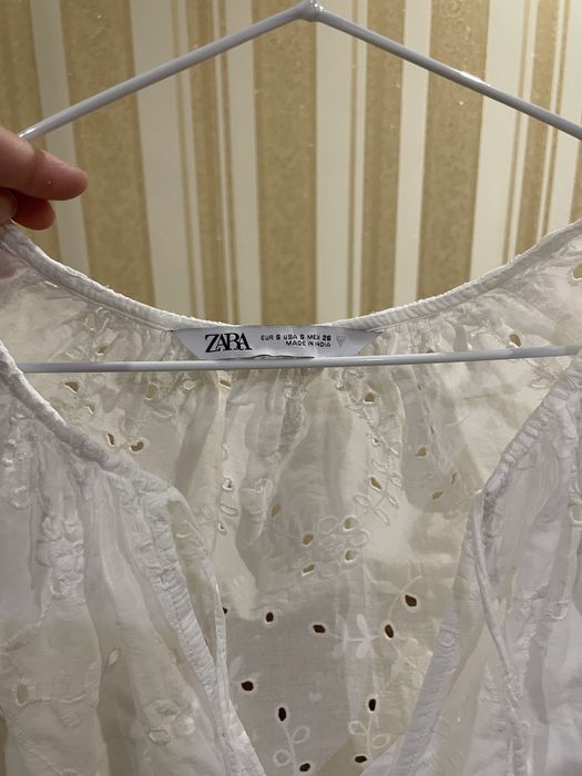 Белое платье Zara с прошвы сукня zara з прошви S/M