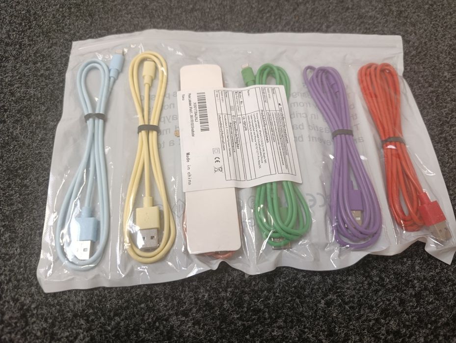 Nowy Zestaw 6 Kabel iPhone Lightning Apple MFi | Mix Kolorów