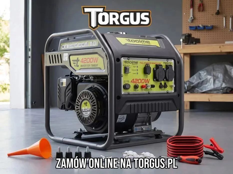 NOWY Agregat Prądotwórczy Toolme TM602 Inwertorowy 4200W Generator Prądu Benzynowy Miedziany 230V Na Budowę Do Domu Inverter AVR Mocny Cichy FAKTURA!