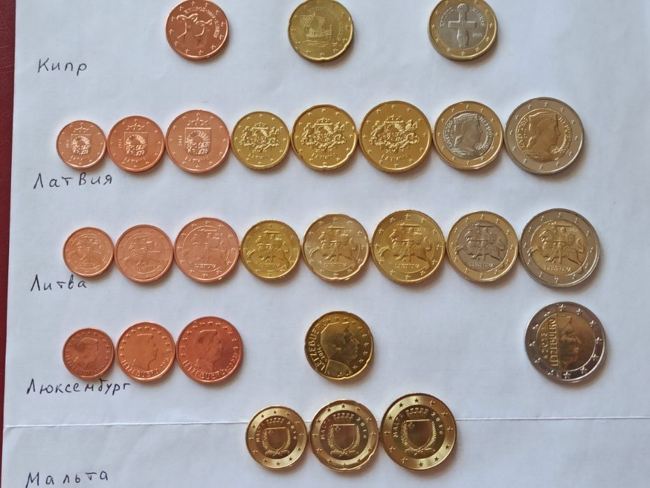 Обменяю монеты евро разных стран, наборы Андорры и Сан-Марино.