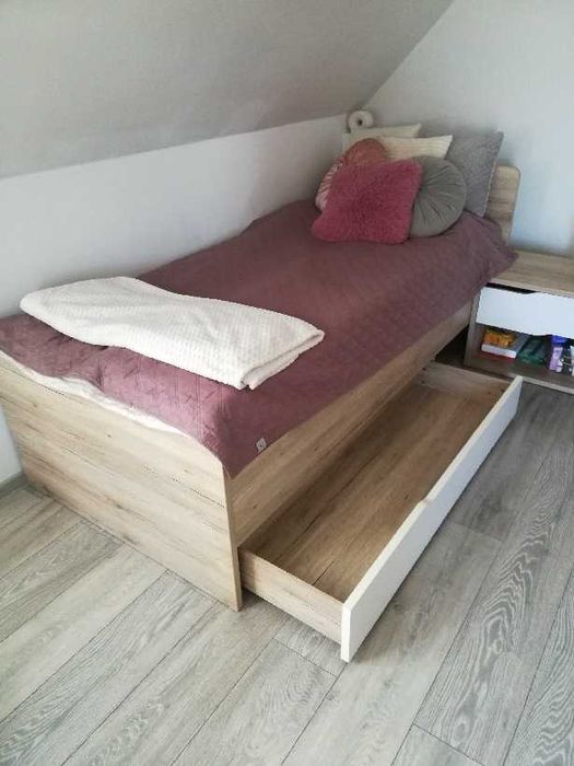 Łóżko młodzieżowe 100x200, Dąb Naturalny, Stan Idealny, GRATISY