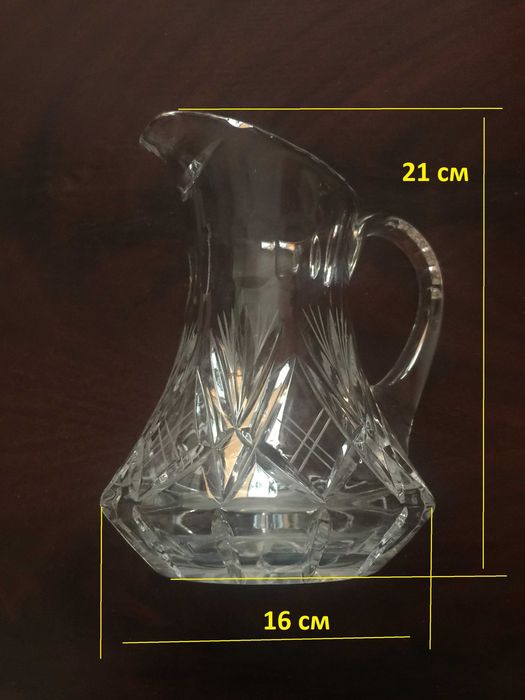 Кришталевий вінтажний глечик,кувшин,молочник