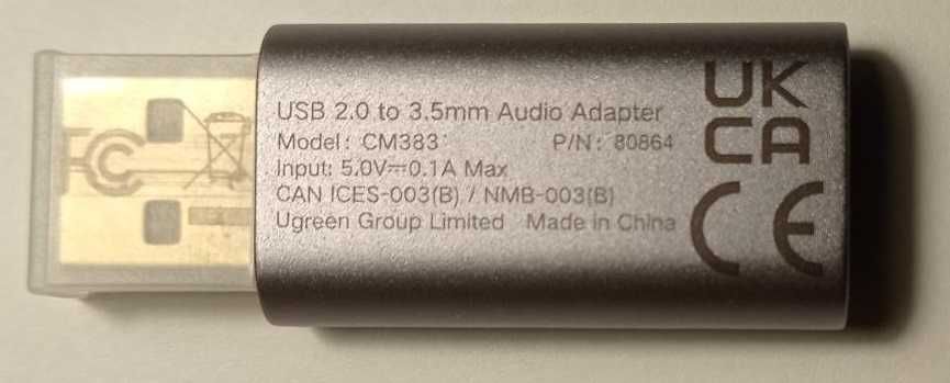 Зовнішня звукова карта Ugreen CM383 USB - 3.5 мм TRRS 24 біт 96 кГц