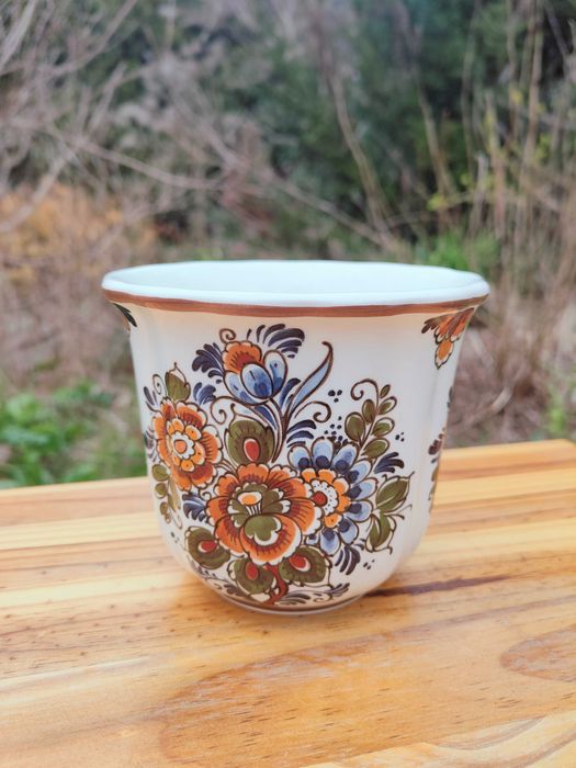 Śliczna ręcznie malowana doniczka / osłonka - Flora Keramiek - Delfts