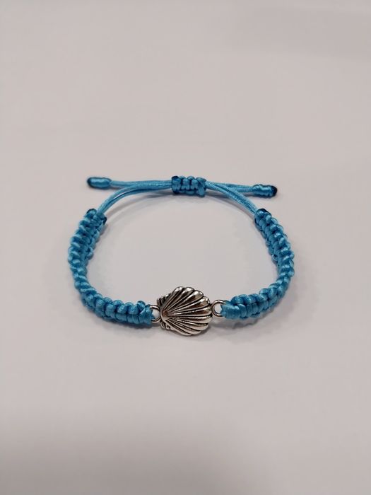 28. Bransoletka sznurkowa Handmade niebieska + muszelka (r. 12-22)