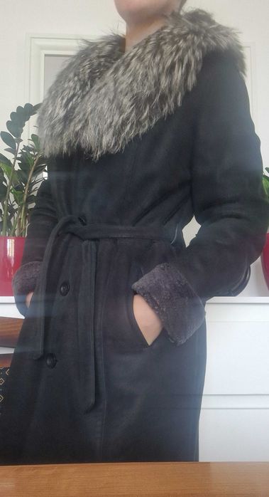 Damski zimowy płaszcz z owczej skóry, futro- lis