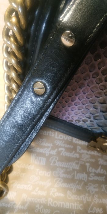 Сумка Chanel boy кожа с питоном рептилия