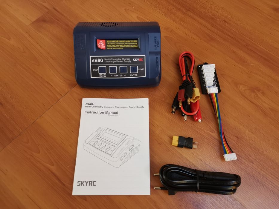 Carregador baterias profissional SkyRC e680 Li-Po HV Ni-Mh Ni-CD SLA