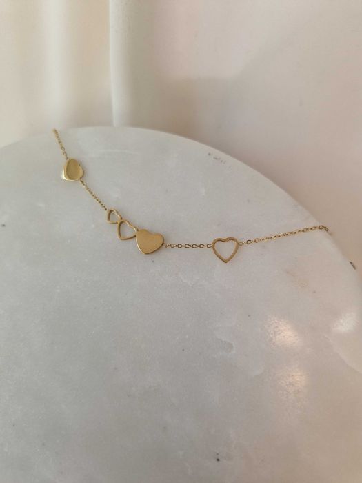 Złota bransoletka serca stal chirurgiczna Gloss Gold