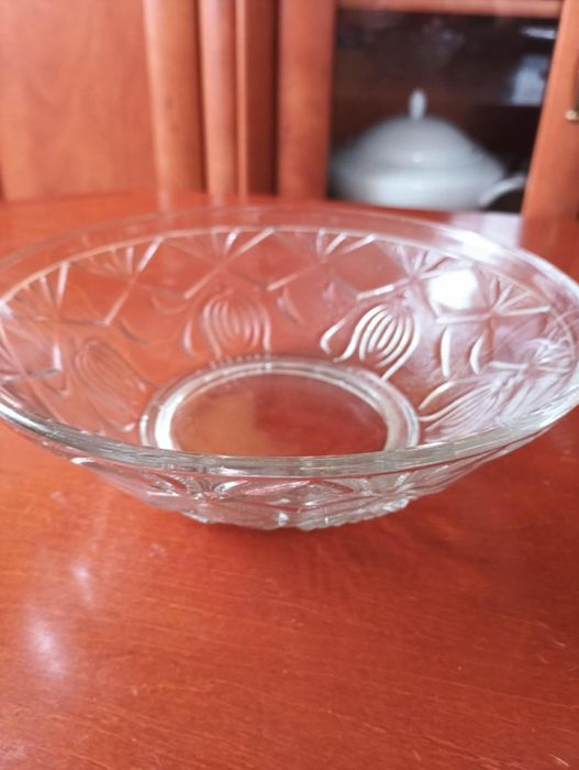 Szklana misa PRL ,antyk