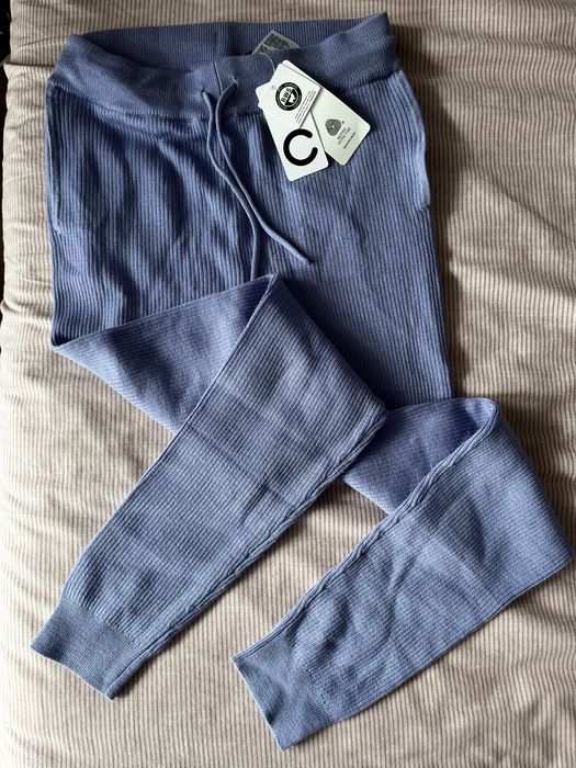 Spodnie dresowe 100% merino Cubus prazek xs/s/M fiolet liliowe