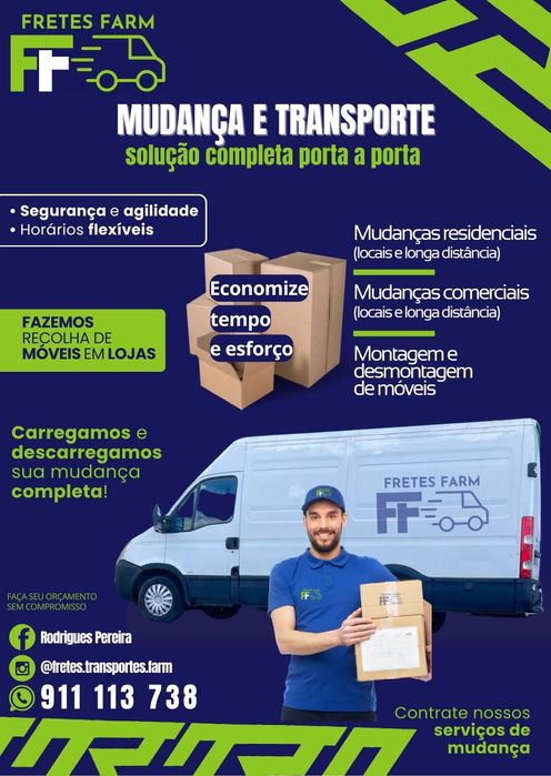 Mudanças e Fretes carrinhas de transporte