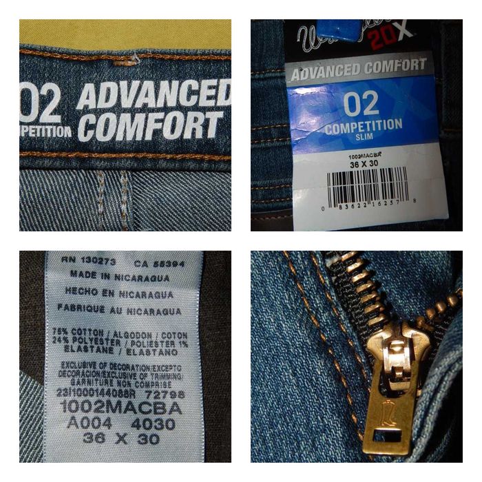 Джинсы WRANGLER 20X Advanced Comfort 02 Competition Slim. Size W36 L30. NEW