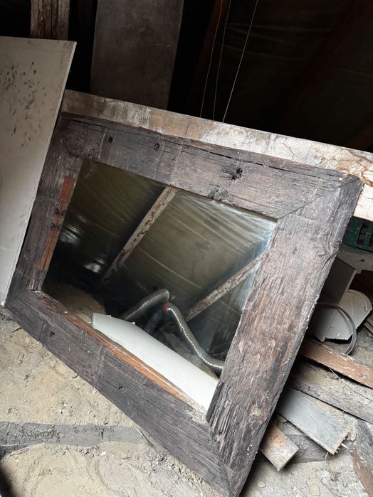 lustro w rustykalnej ramie/podkłady kolejowe