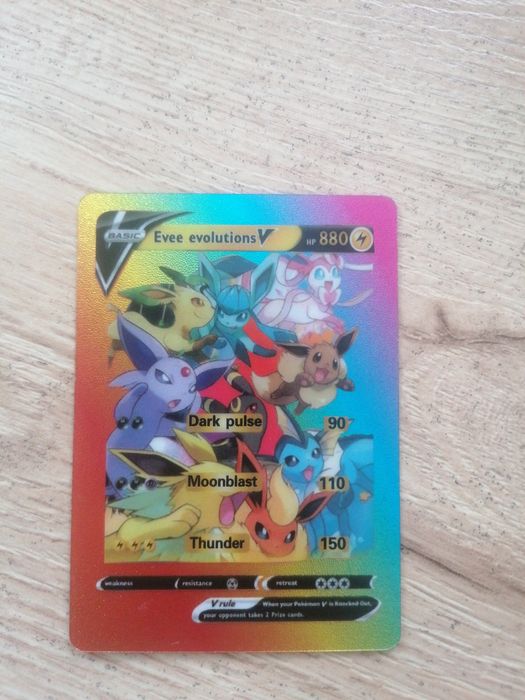 Tęczowa karta Pokemon Evee Evolutions