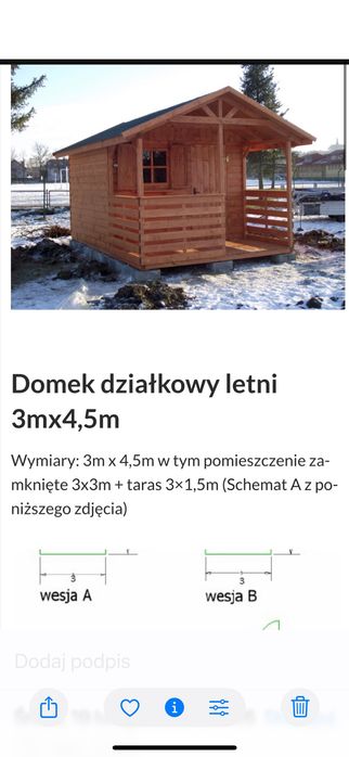 Domek drewniany z tarasem działkowy letniskowy 3m x4,5