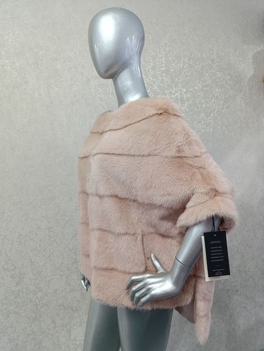 НОВА норкова шуба, шубка, напівшубок, светр. Рожева пудра. Італія.
