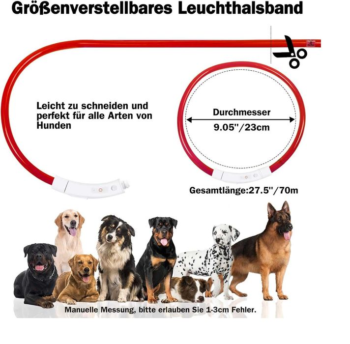 Nowa obroża dla psa/lekka/świecąca/obroża LED/z kablem USB//!4346-CZ!