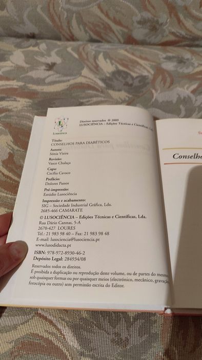 Livro "conselhos para diabéticos"
