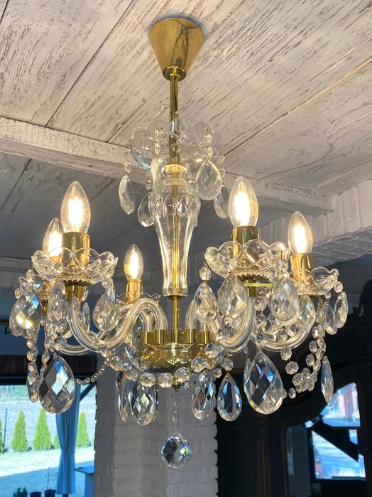 Люстра вінтажна Чехословакія, кришталева лампа