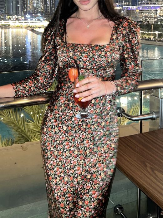 Сатинова сукня zara квітковий принт