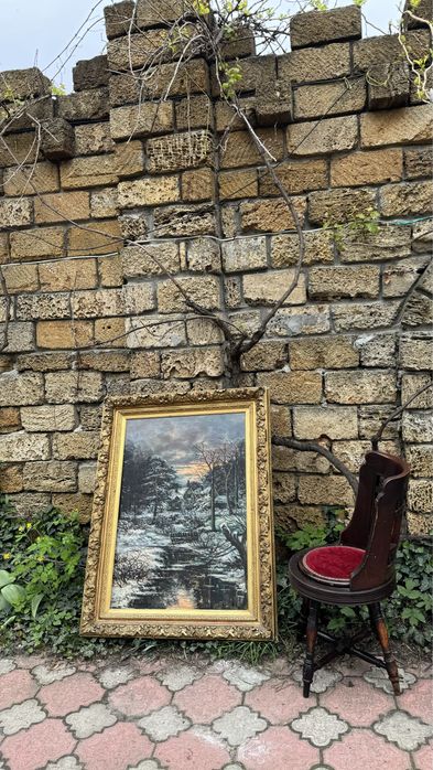 Картина в большой деревянной раме, старинная , тяжелые, из Франции