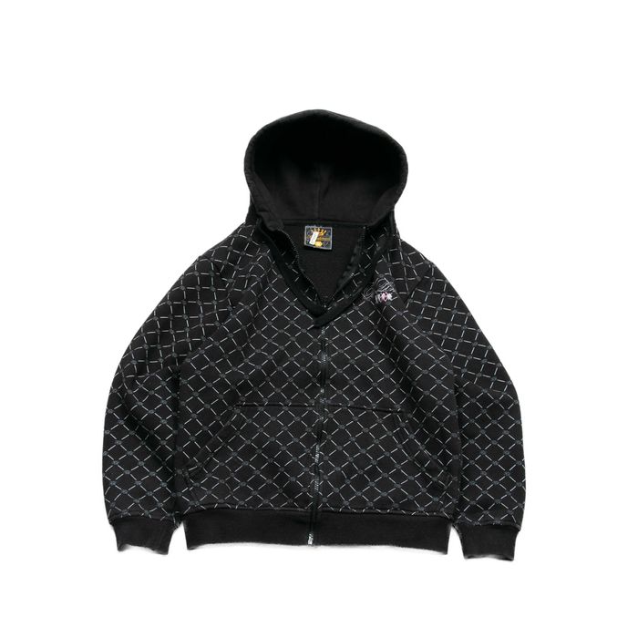 Y2k Fishbone monogram hoodie zip bluza rozpinana S damska sk8 grunge