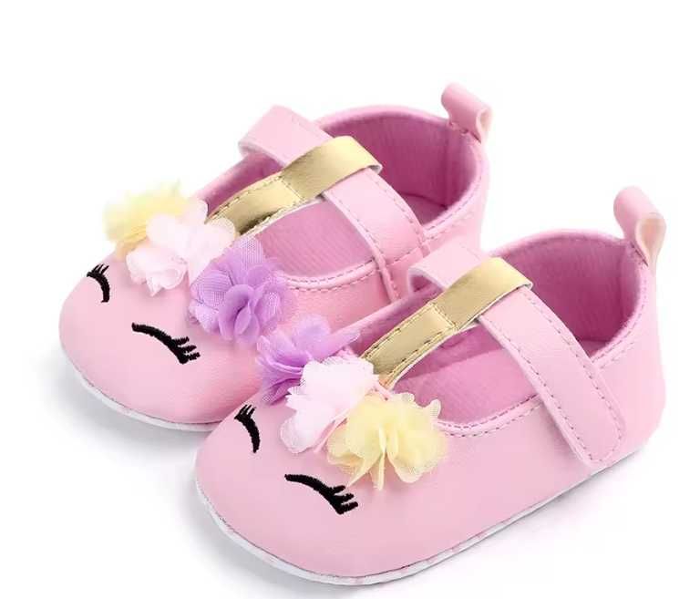 Buciki balerinki niechodki Jednorożec 1 szt 6-12msc róż białe fiolet