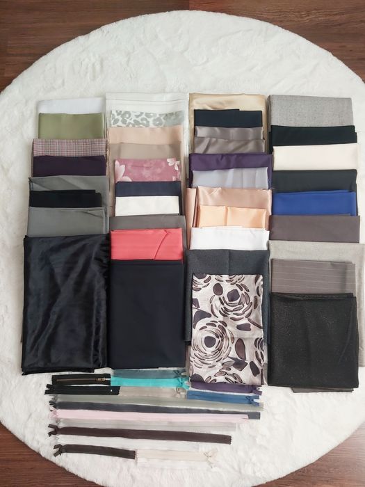 Zestaw materiałów, zamków i dodatków krawieckich DIY