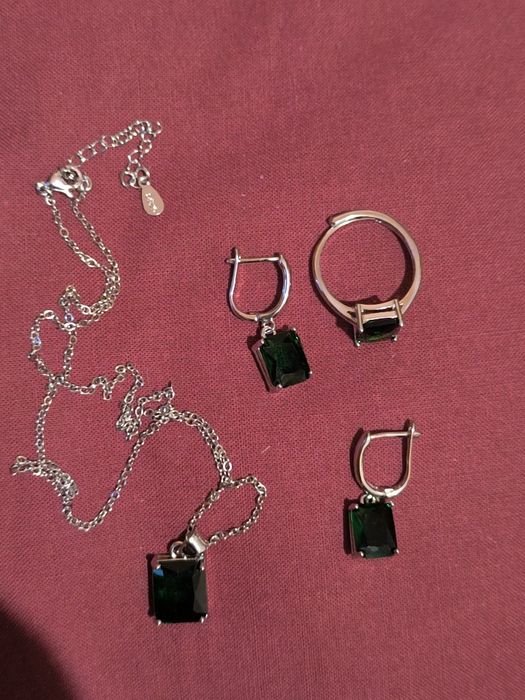 Комплект,набір зеленого кольору стерлінгові срібло Китай