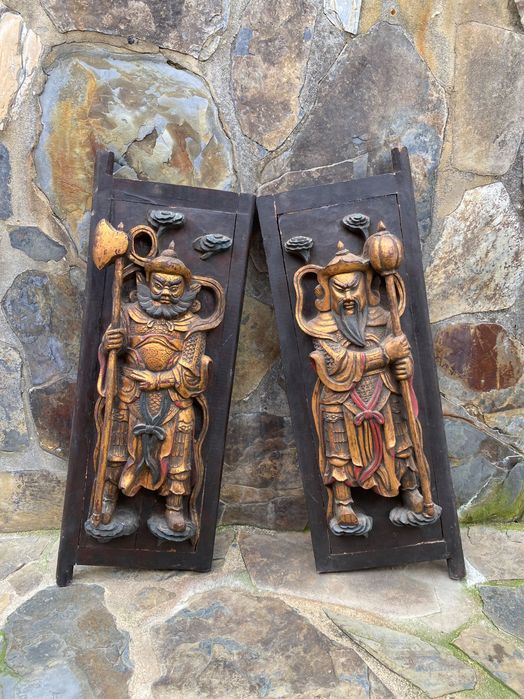 Portas Talhas Chinesas Templo Madeira entalhada China Séc XIX 69 cm