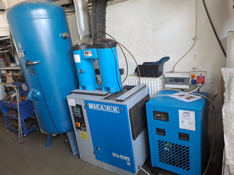 Kompresor Mark MSA 15 kW osuszacz separator oleju butla 1000 lit.