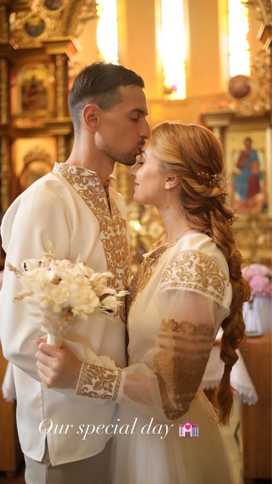 Весільний букет + бутоньєрка