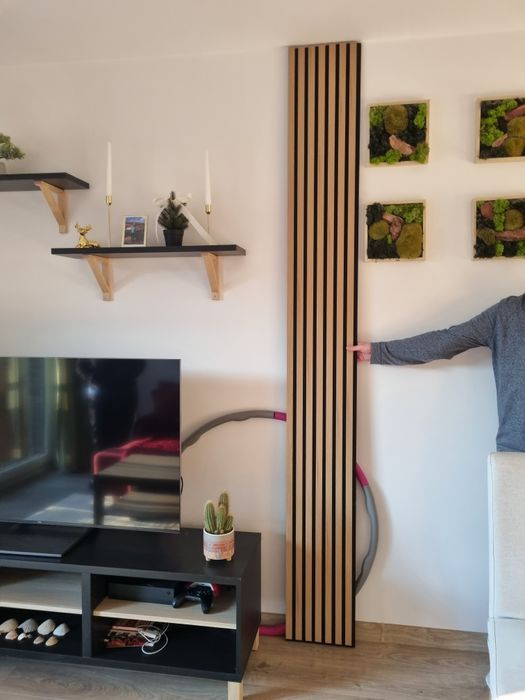 Panel ścienny 3D Lamel na czarnym filcu 254x30 cm Dąb 7 lameli