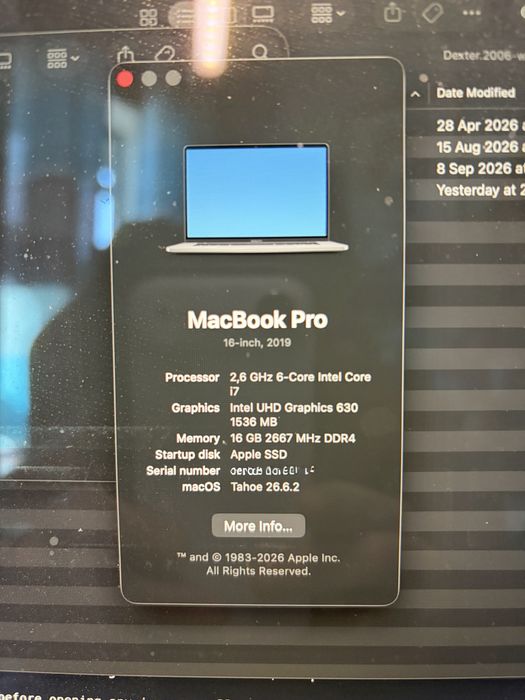 Apple MacBook Pro 16” (2019) i7 / 16 Gb RAM / 512 Gb SSD