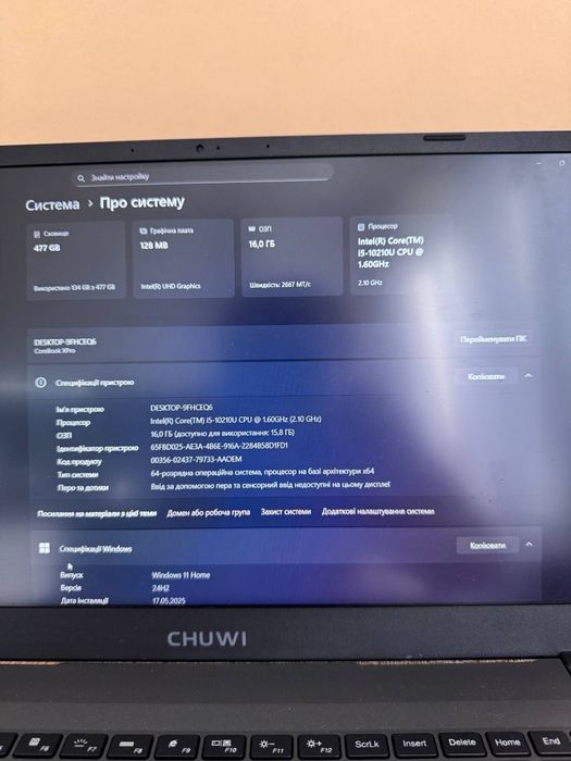Ноутбук chuwi corebook x pro 15 i5 16/512gb (black)