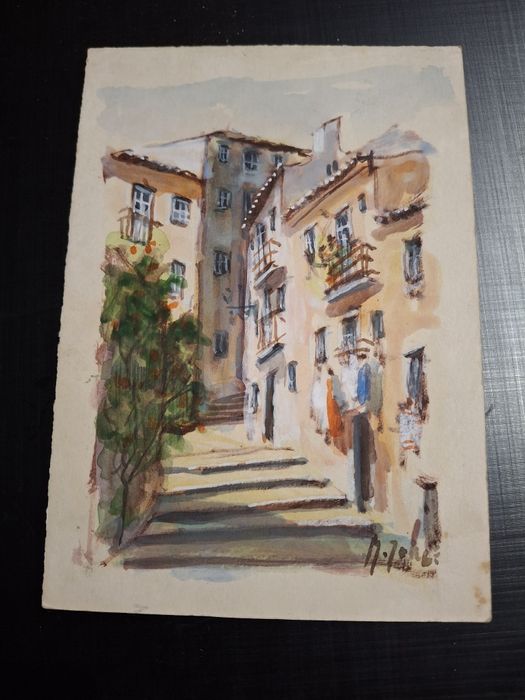 Manuel Jorge Aguarela Lisboa Alfama pintura arte ?
