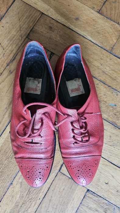 Skórzane buty retro Mondi Musling 39 / 40 wąskie - Czerwone Oksfordki