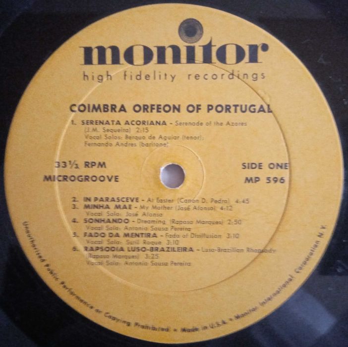 José Afonso	- - - - -		Coimbra Orfeon of Portugal	- - - - -	LP