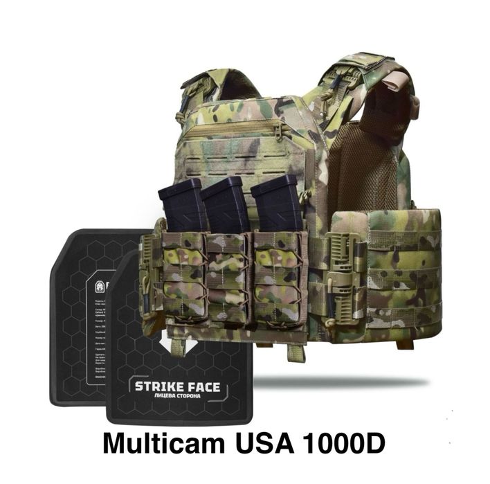 Бронежилет: Керамічні плити 6клас ДСТУ, плитоноска та підсумки АК 3 шт