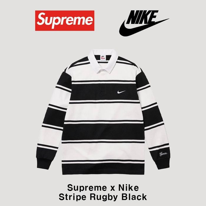 Кофта Nike x Supreme Stripe Rugby “Black” hf9641-010 р. M, L, XL