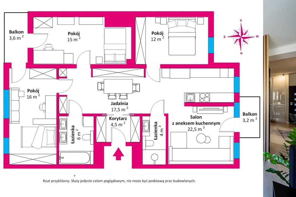 Mieszkania w centrum Kołobrzegu 97,55 m2 z 2 łazienkami i 2 balkonami