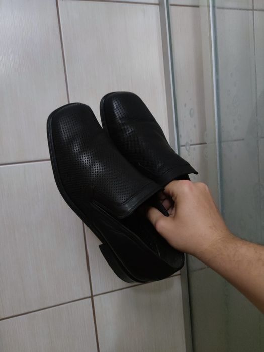 Buty obuwie 42 Panelli mokasyny czarne  Leather lieder czarne włoskie