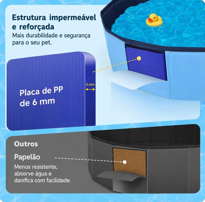 NOVO - Piscina Dobrável para Cães com Estrutura Reforçada