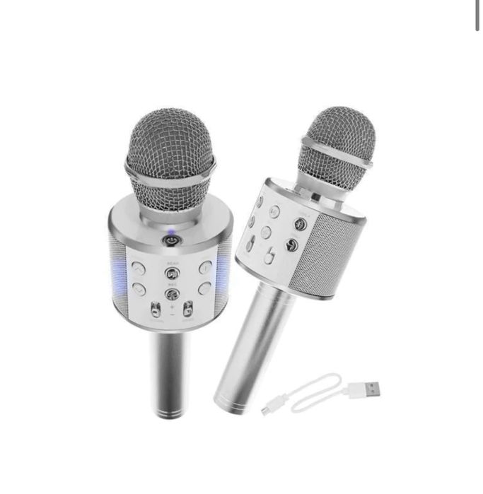 Mikrofon bluetooth do karaoke srebrny