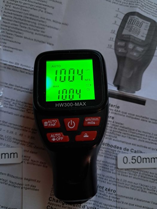 Товщиномір Толщиномер прилад для вимірування товщини фарби HW300-MAX