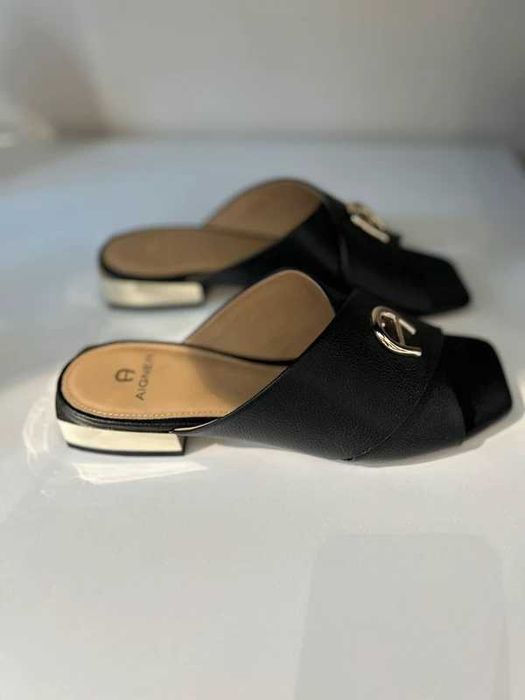 Laczki Eleganckie  damskie/czarne/skóra /firmy AIGNER/ R 36 36·Nowy
