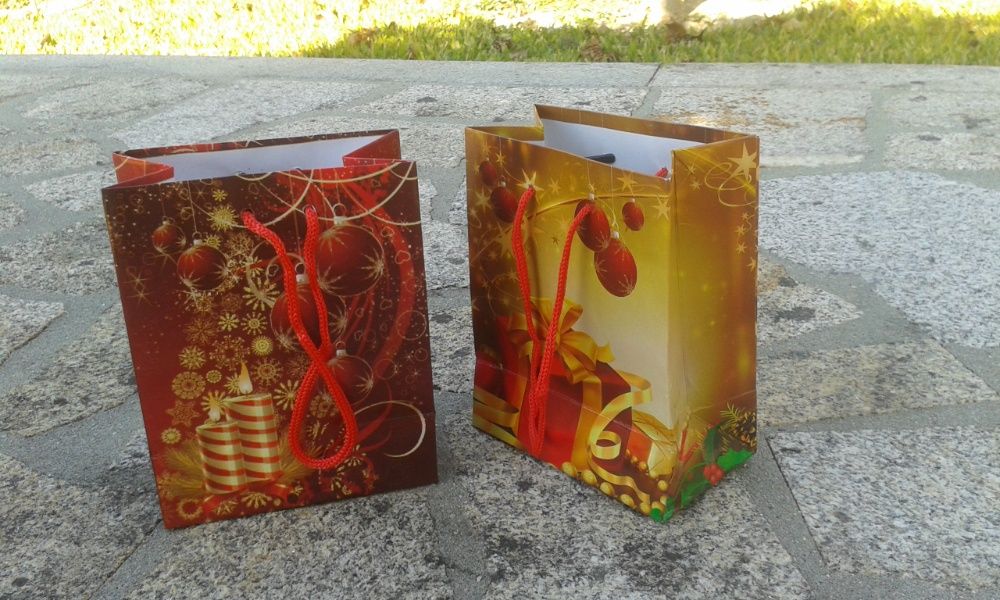 sacas / sacos de prendas Natal duplo cartão plastificado